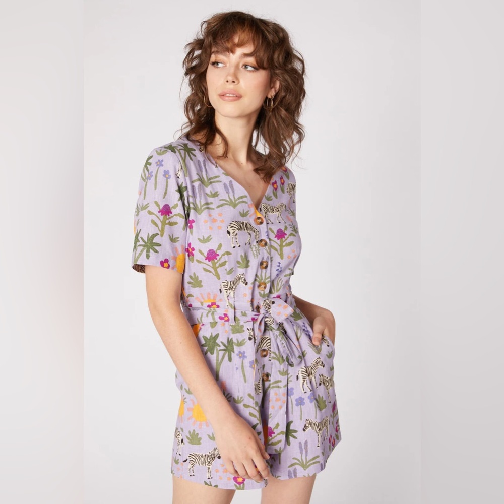 Princess Highway Sunshine Zebra Playsuit Au18 NWT